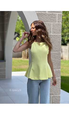 top peplum jaune dos ouvert noeud mode grecy tendance printemps été 2025 ootd fluide cérémonie chic