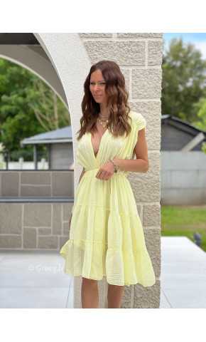 Robe gaze de coton jaune bohème mode grecy tendance printemps été 2025 ootd fluide cérémonie chic