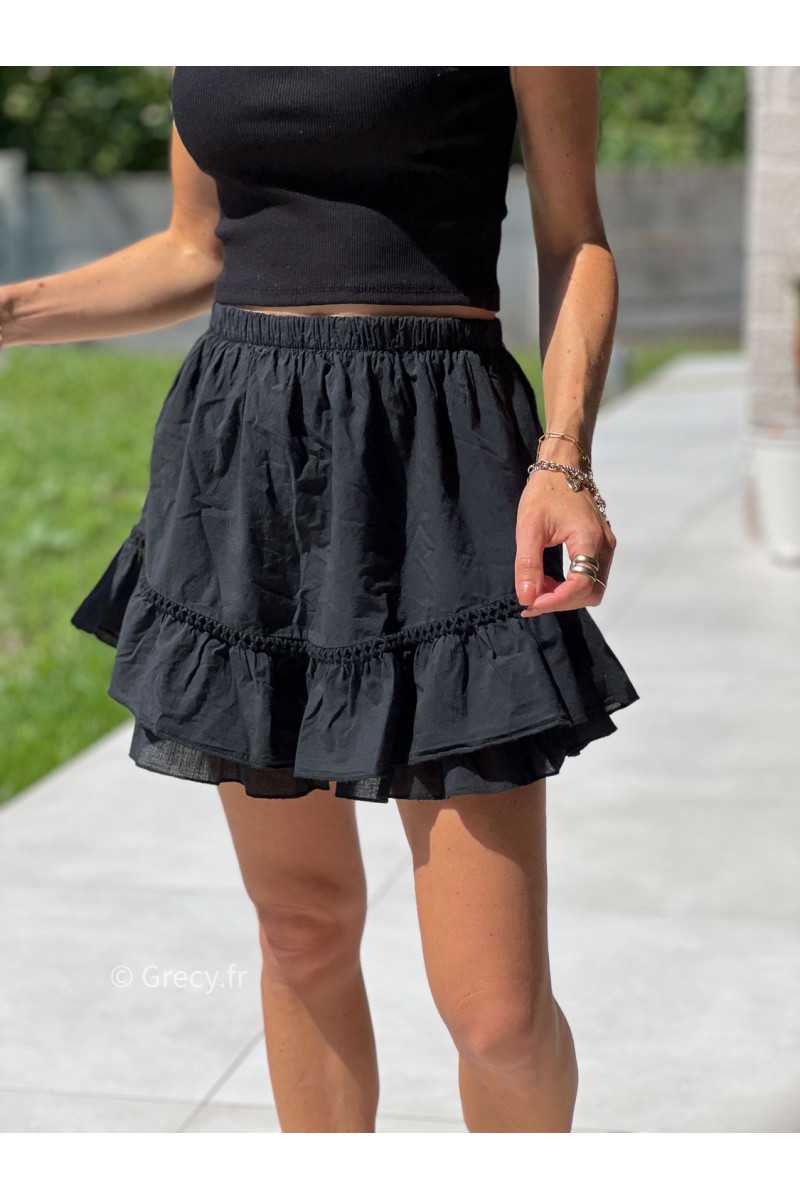 Jupe short noire mode tendance grecy printemps été 2025 basique intemporel