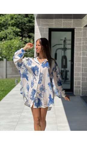 Chemise oversize toile de jouy bleu blanc mode tendance grecy printemps été 2025 basique intemporel