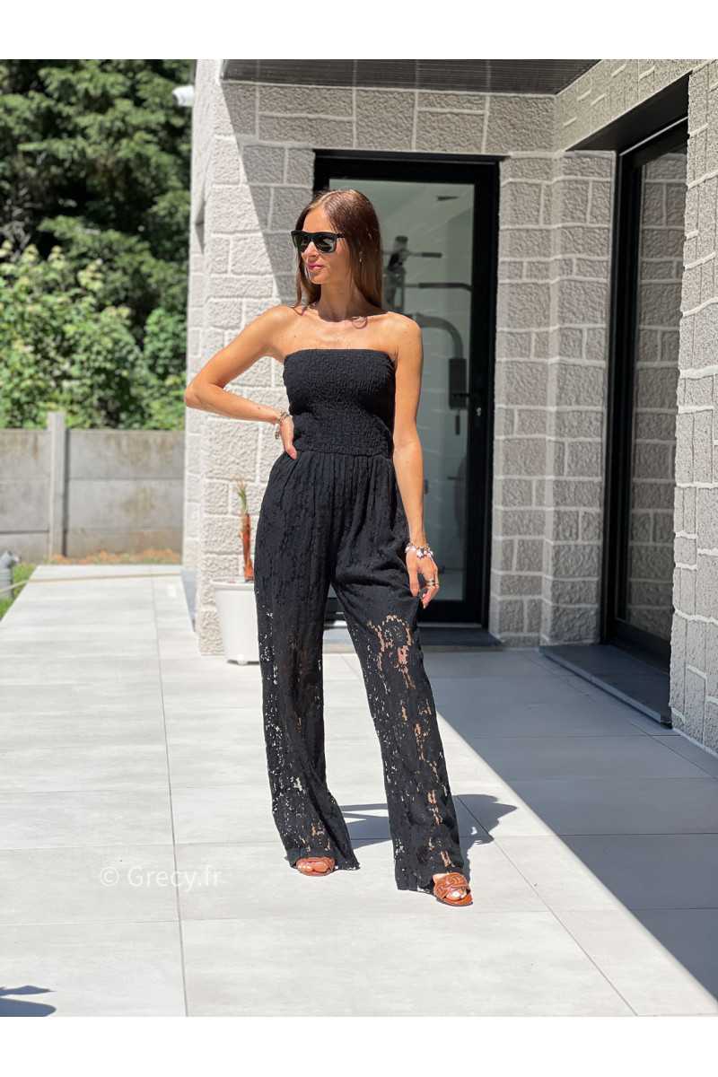 Combinaison dentelles noire bustier tendance grecy printemps été 2025 basique intemporel