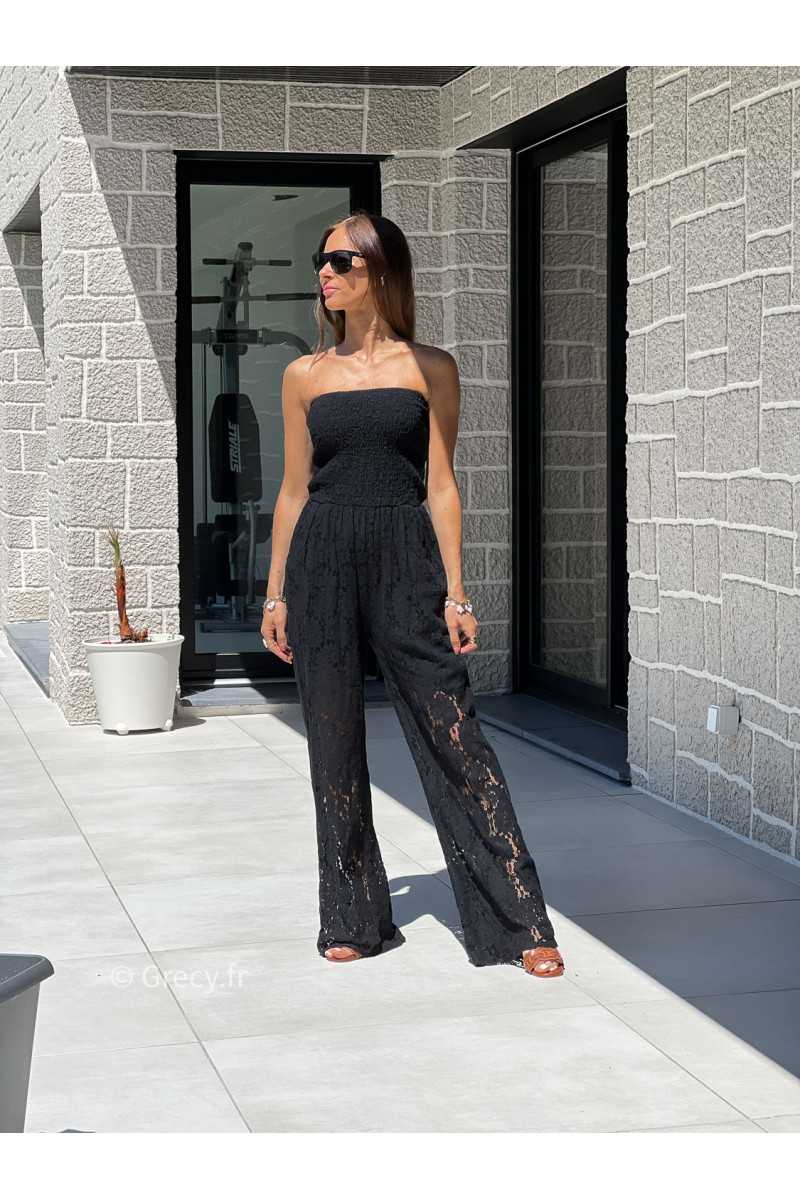 Combinaison dentelles noire bustier tendance grecy printemps été 2025 basique intemporel