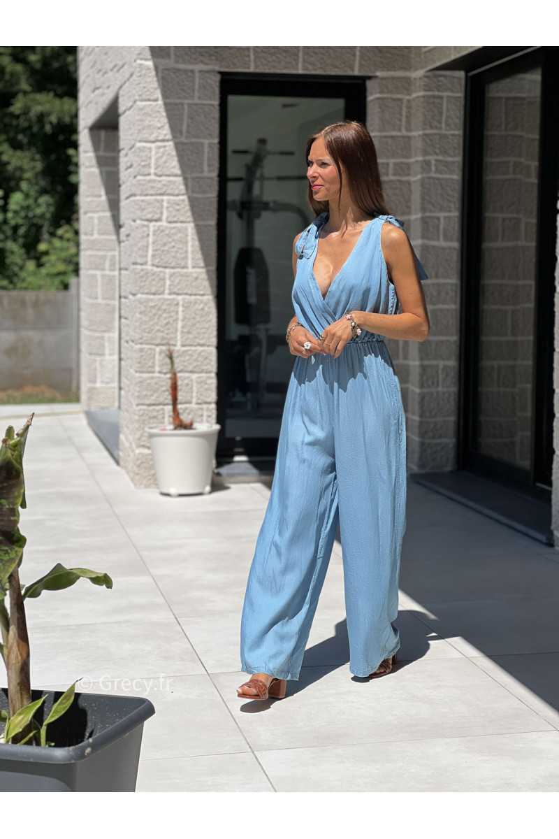 Combinaison effet denim clair tendance grecy printemps été 2025 basique intemporel