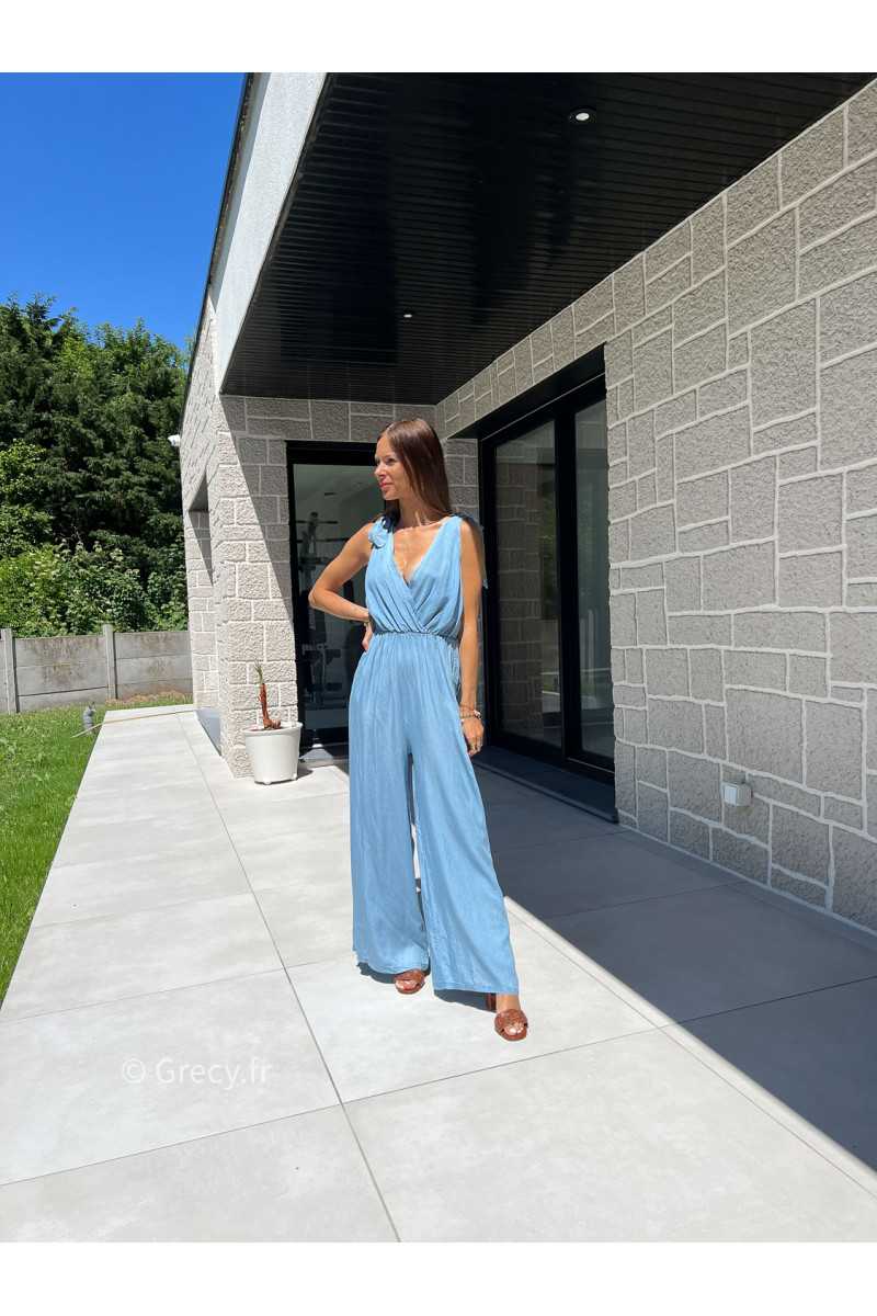 Combinaison effet denim clair tendance grecy printemps été 2025 basique intemporel