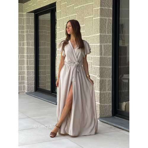 Robe longue terracotta manches courtes fendue grecy été mode tendance cérémonie mariage chic zara mango