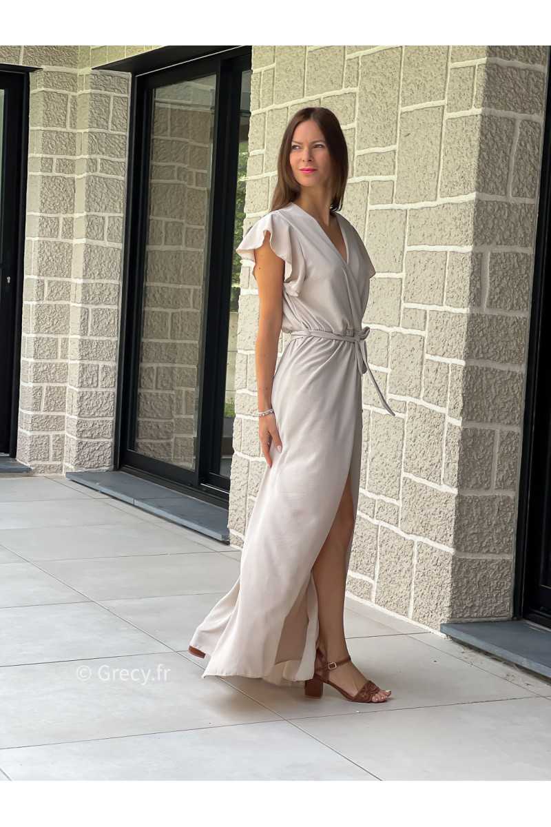 Robe longue terracotta manches courtes fendue grecy été mode tendance cérémonie mariage chic zara mango