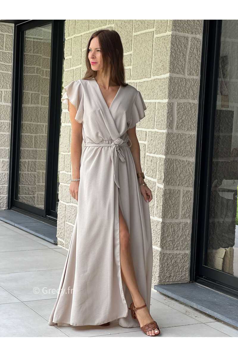 Robe longue terracotta manches courtes fendue grecy été mode tendance cérémonie mariage chic zara mango