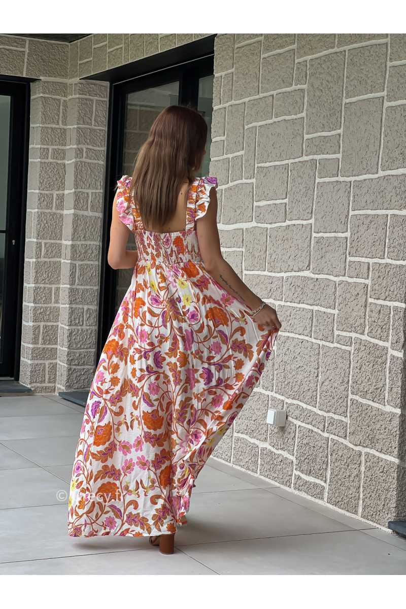 Robe longue fleurie bretelles volants colorée printemps été mode tendance grecy zara mango