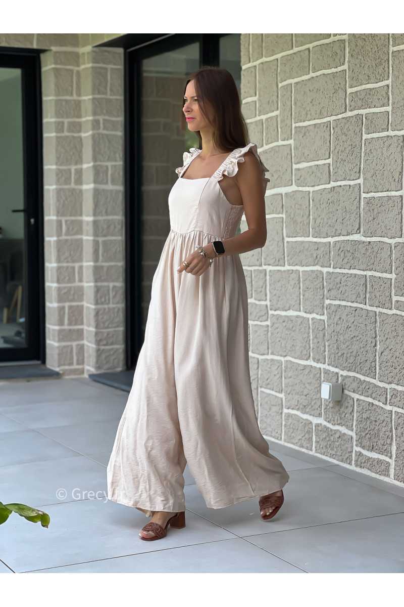 Combinaison bretelles volants beige printemps été mode tendance grecy zara mango