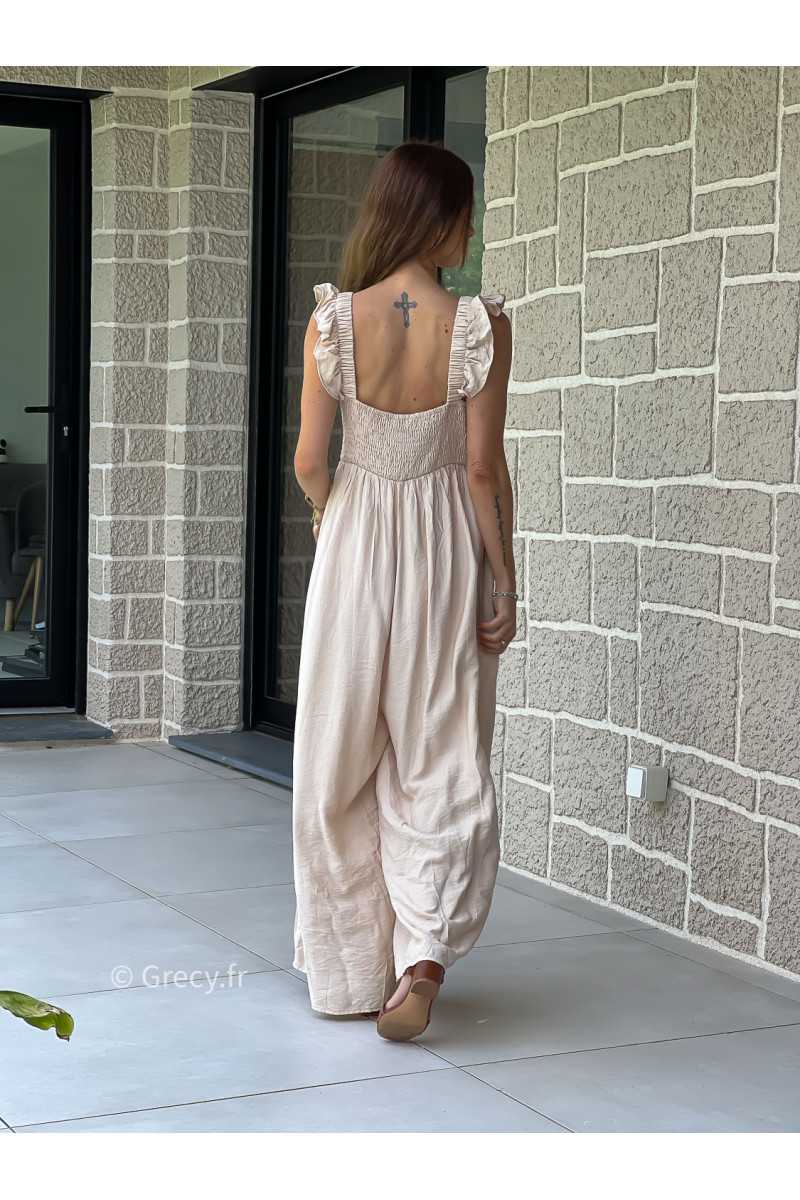 Combinaison bretelles volants beige printemps été mode tendance grecy zara mango