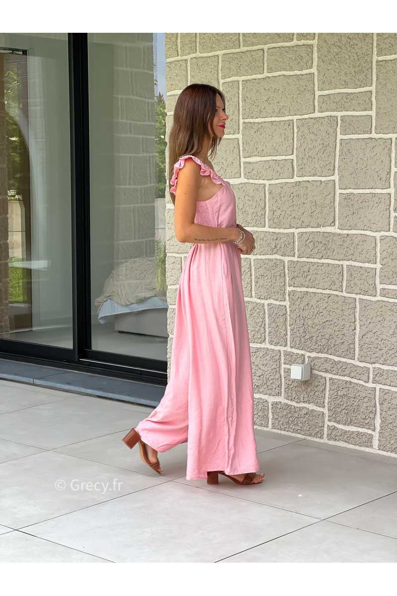 Combinaison pantalon bretelles volants rose printemps été mode tendance grecy zara mango