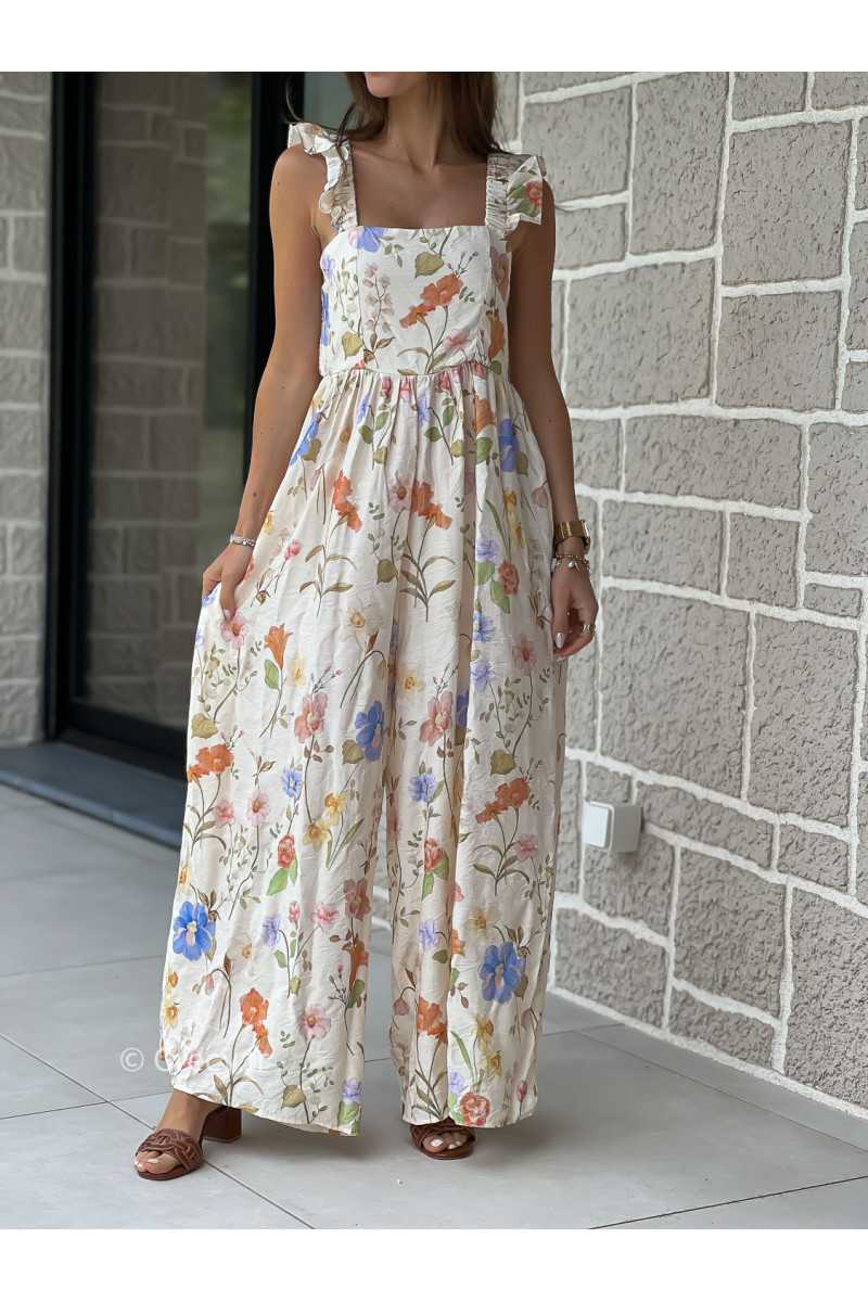 Combinaison pantalon bretelles volants fleurie printemps été mode tendance grecy zara mango