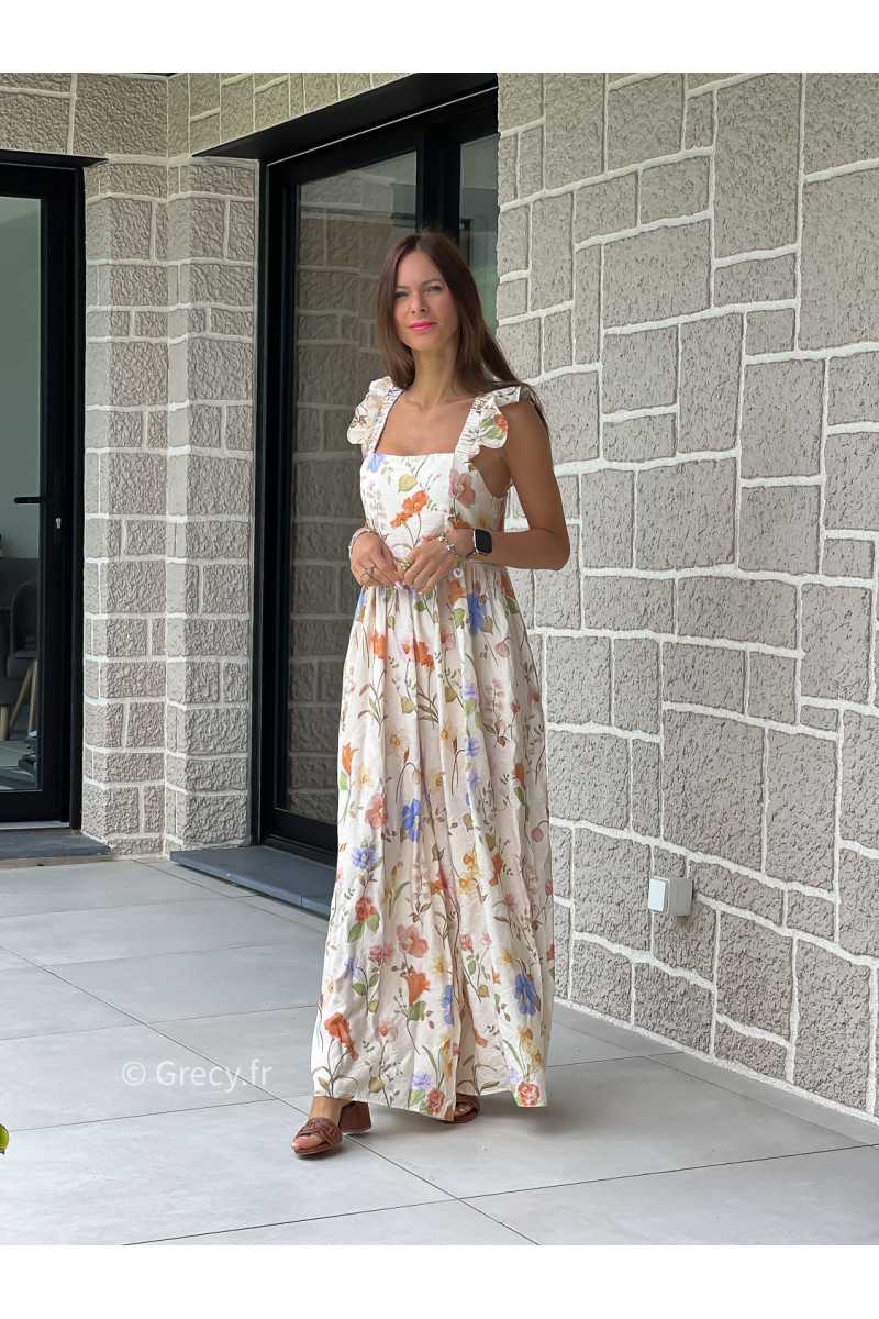Combinaison pantalon bretelles volants fleurie printemps été mode tendance grecy zara mango