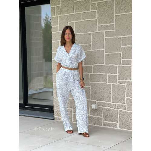 Combinaison pantalon gaze de coton fleurie printemps été mode tendance grecy zara mango
