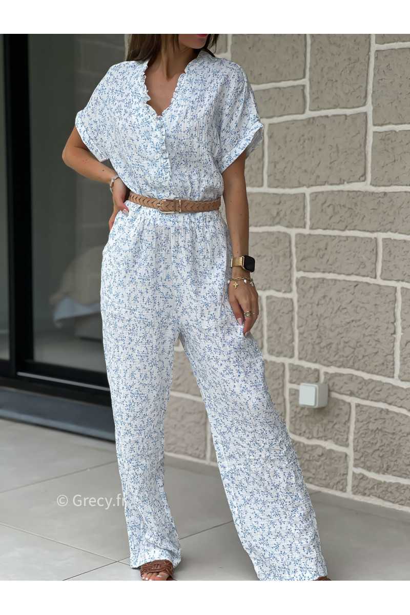 Combinaison pantalon gaze de coton fleurie printemps été mode tendance grecy zara mango