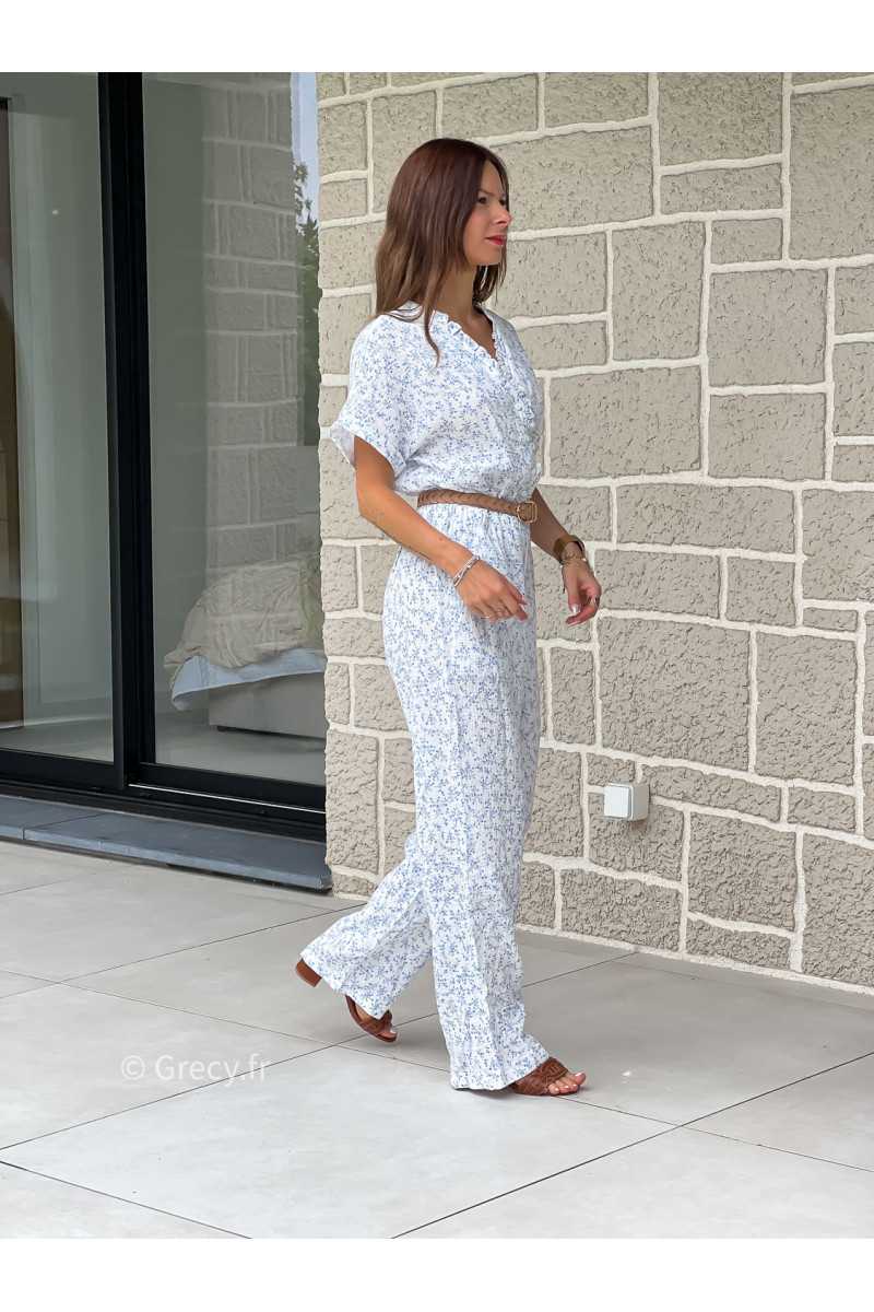 Combinaison pantalon gaze de coton fleurie printemps été mode tendance grecy zara mango