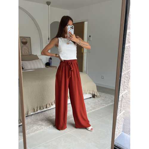 Pantalon fluide terracotta