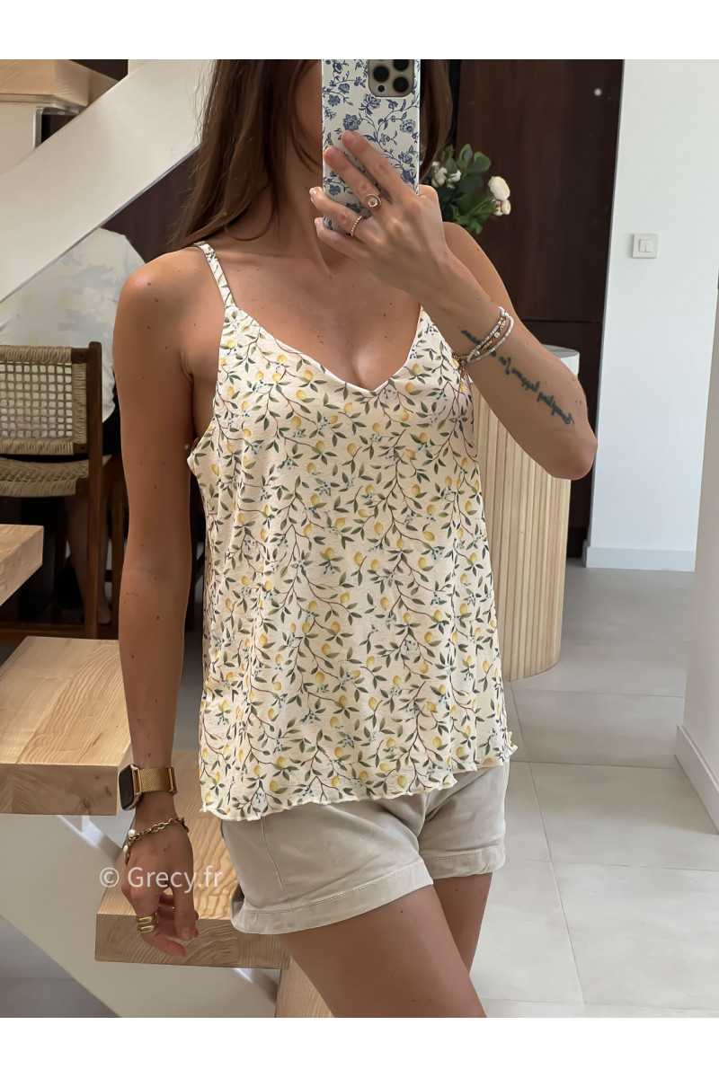 débardeur citrons bretelles doublure mode tendance grecy été 2025