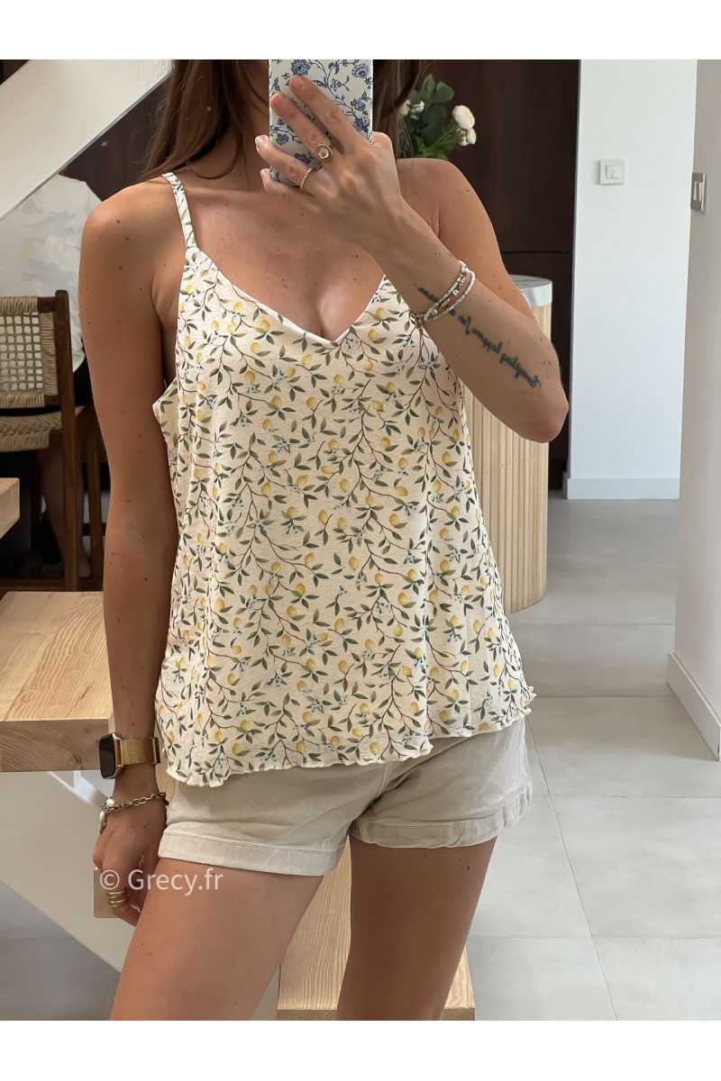 débardeur citrons bretelles doublure mode tendance grecy été 2025