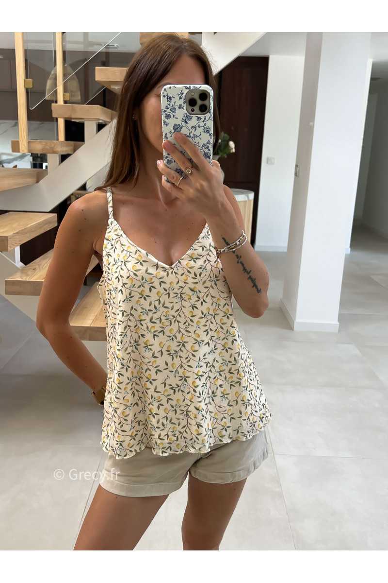 débardeur citrons bretelles doublure mode tendance grecy été 2025