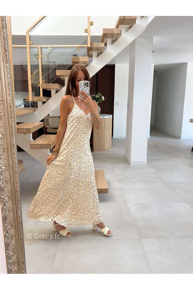 robe longue citrons bretelles doublure mode tendance grecy été 2025