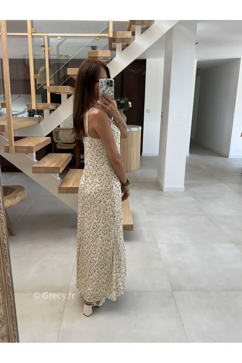 robe longue citrons bretelles doublure mode tendance grecy été 2025