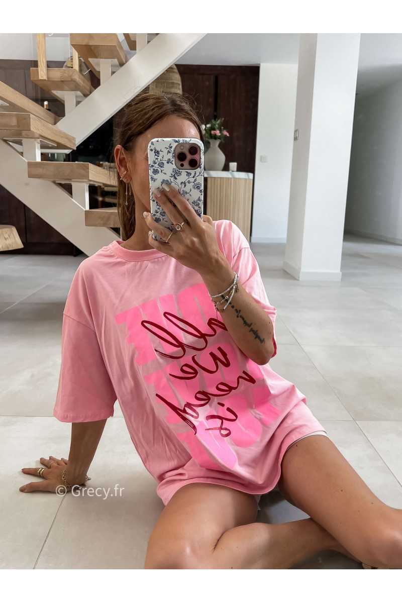 T-shirt rose All we need is love oversize mode tendance grecy