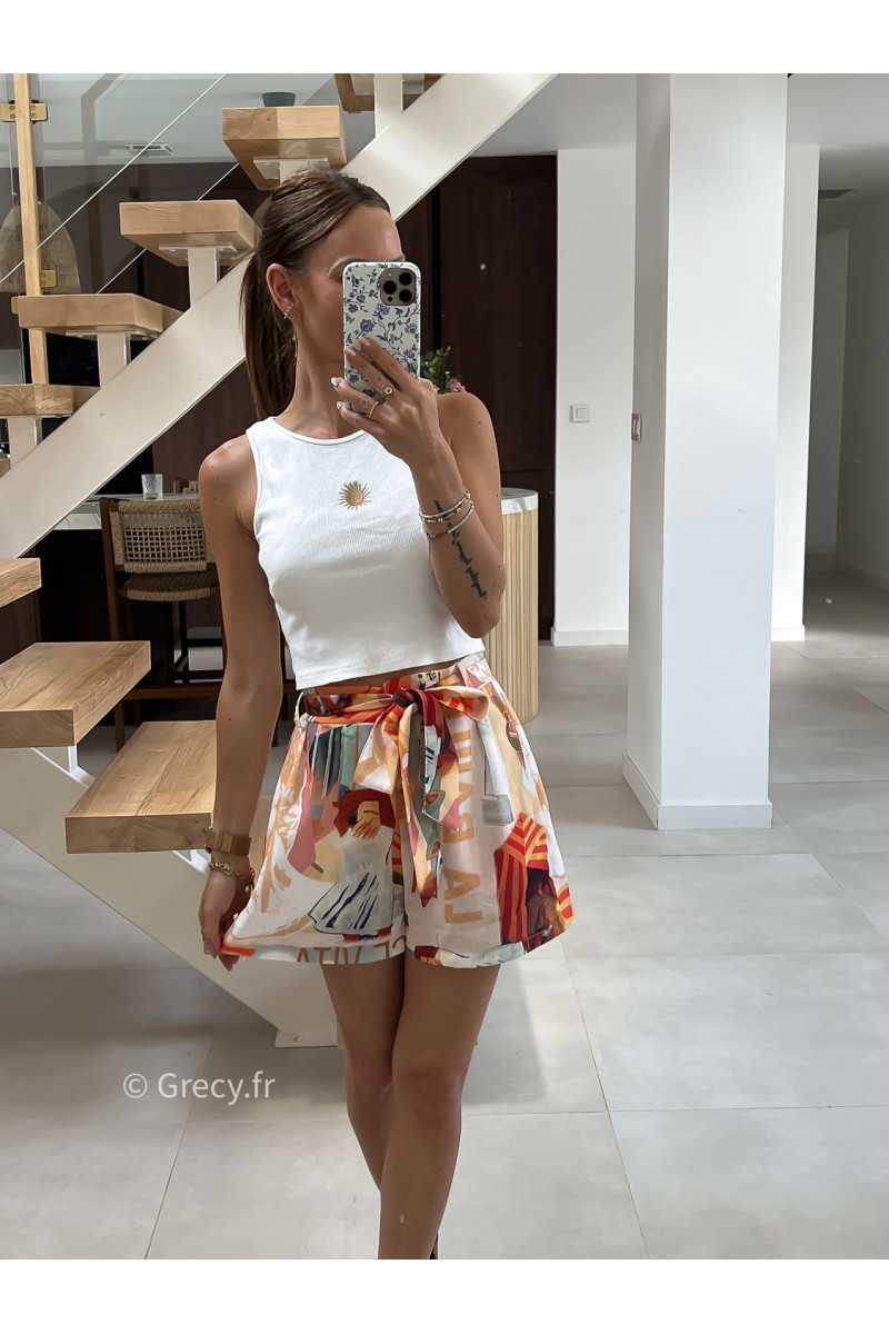 short fluide ceinture été summer coloré mode tendance grecy