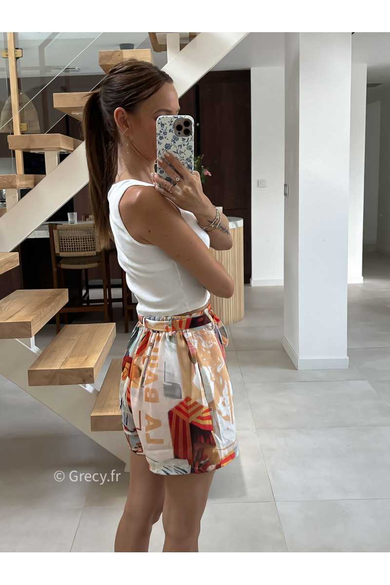 short fluide ceinture été summer coloré mode tendance grecy