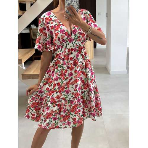 Robe courte fleurie été look chic intemporel mode tendance grecy