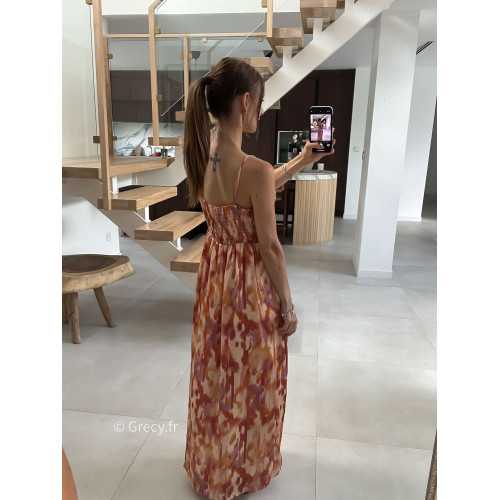 Robe longue terracotta orange bretelles