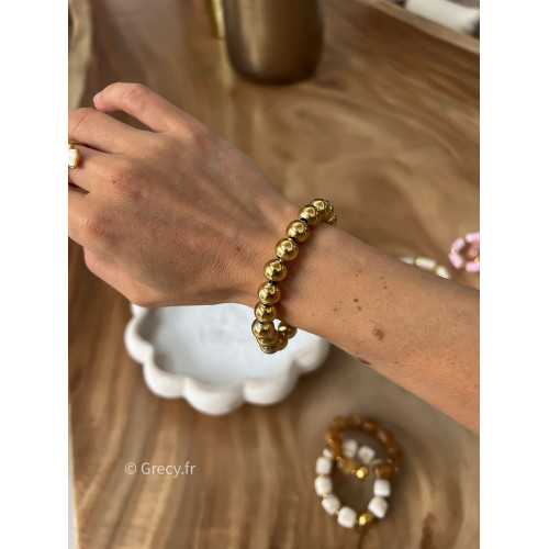 Bracelet jonc doré acier inoxydable or bijoux grecy