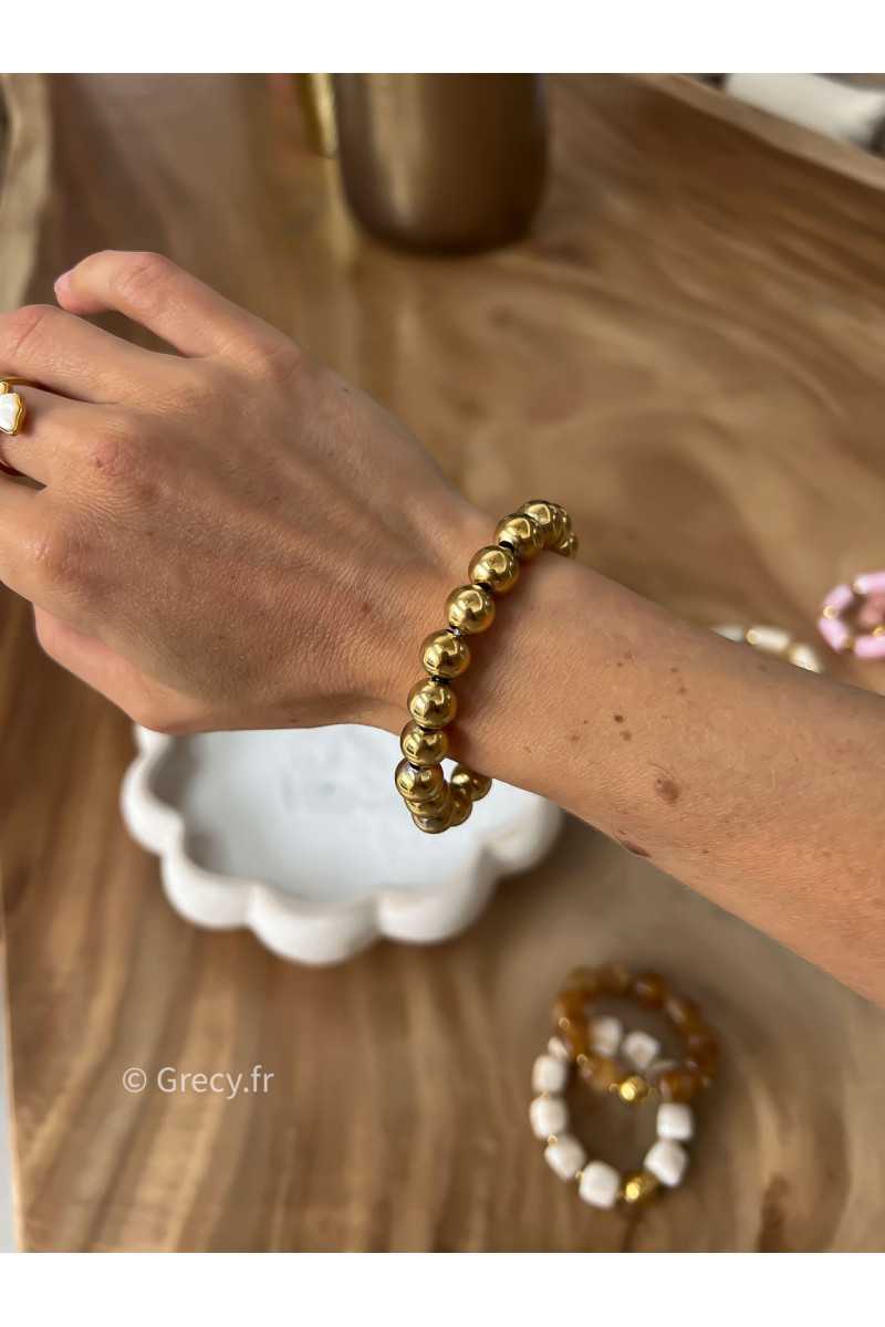 Bracelet jonc doré acier inoxydable or bijoux grecy