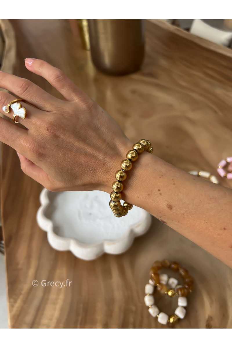 Bracelet jonc doré acier inoxydable or bijoux grecy