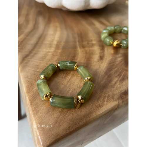 Bracelet vert perles rondes bijoux grecy élastique