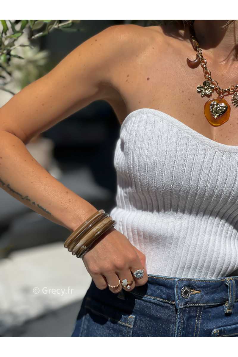 ensemble bracelets joncs marron beige bijoux grecy