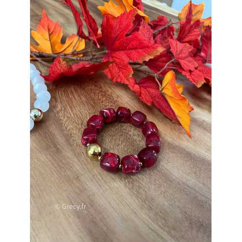 Bracelet bordeaux perles rondes