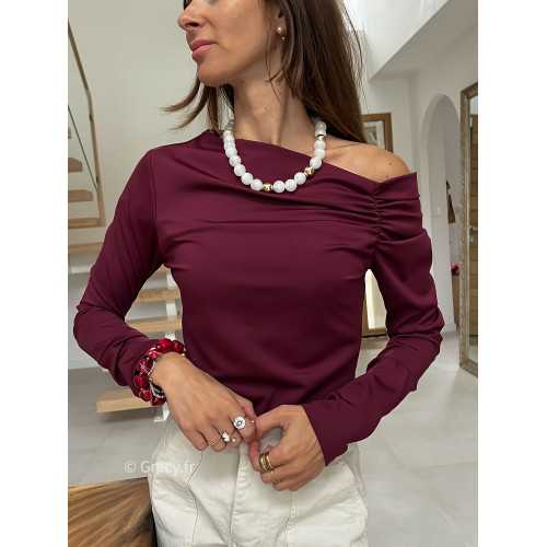 Collier perles rondes blanc et or