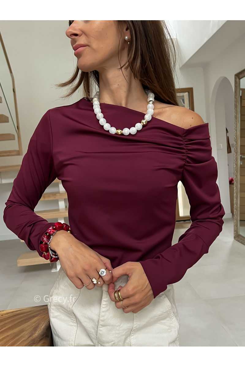 collier grosses perles rondes blanc et doré bijoux grecy