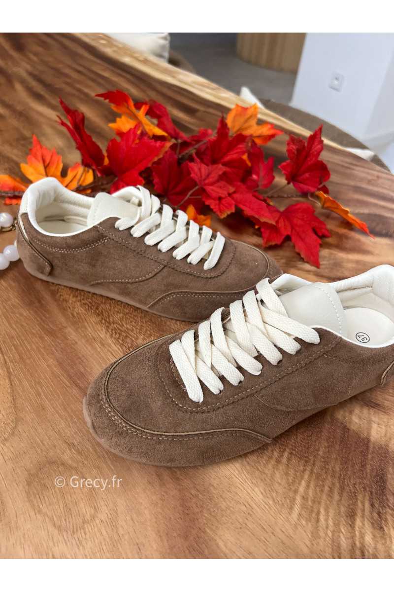 baskets camel marron clair suédine basique tendance grecy look automne hiver 2025 2026