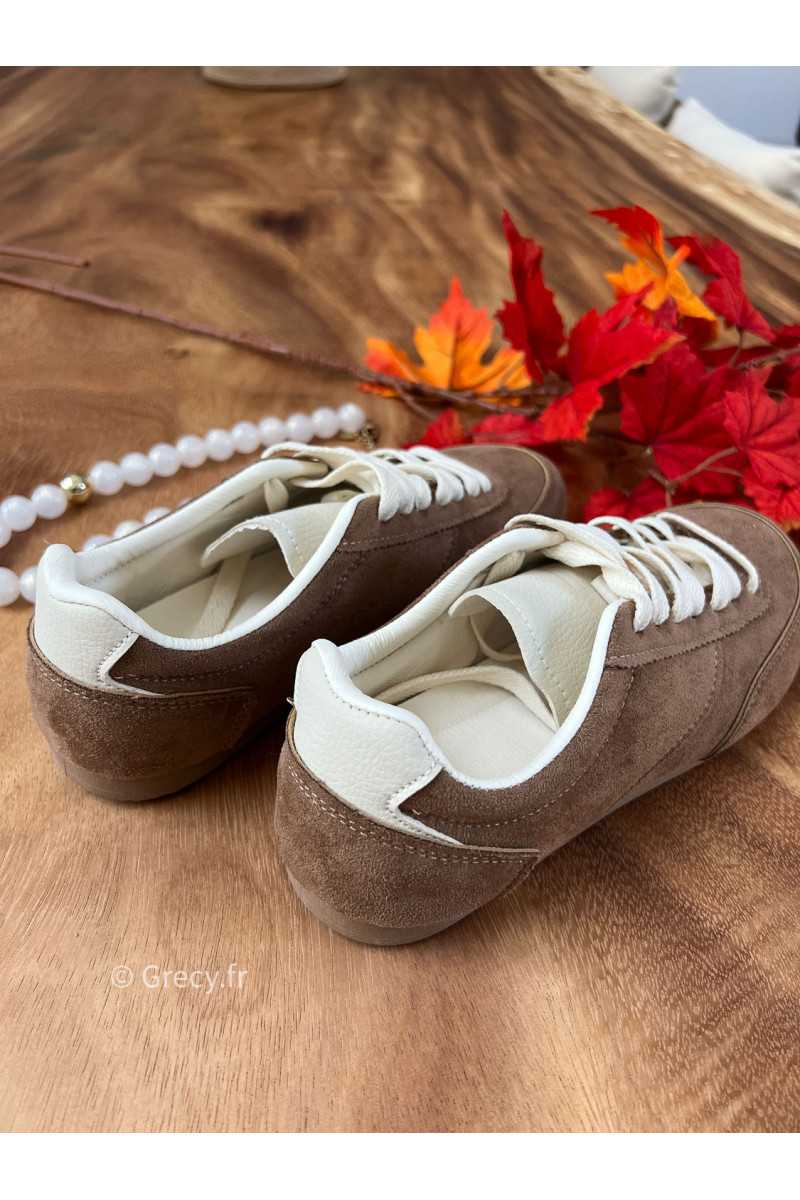 baskets camel marron clair suédine basique tendance grecy look automne hiver 2025 2026