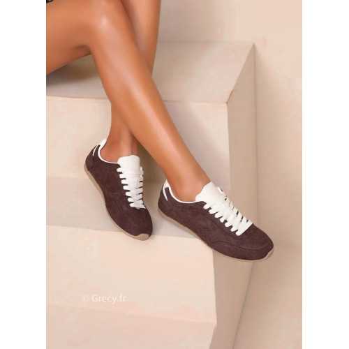 baskets marron chocolat suédine basique tendance grecy look automne hiver 2025 2026