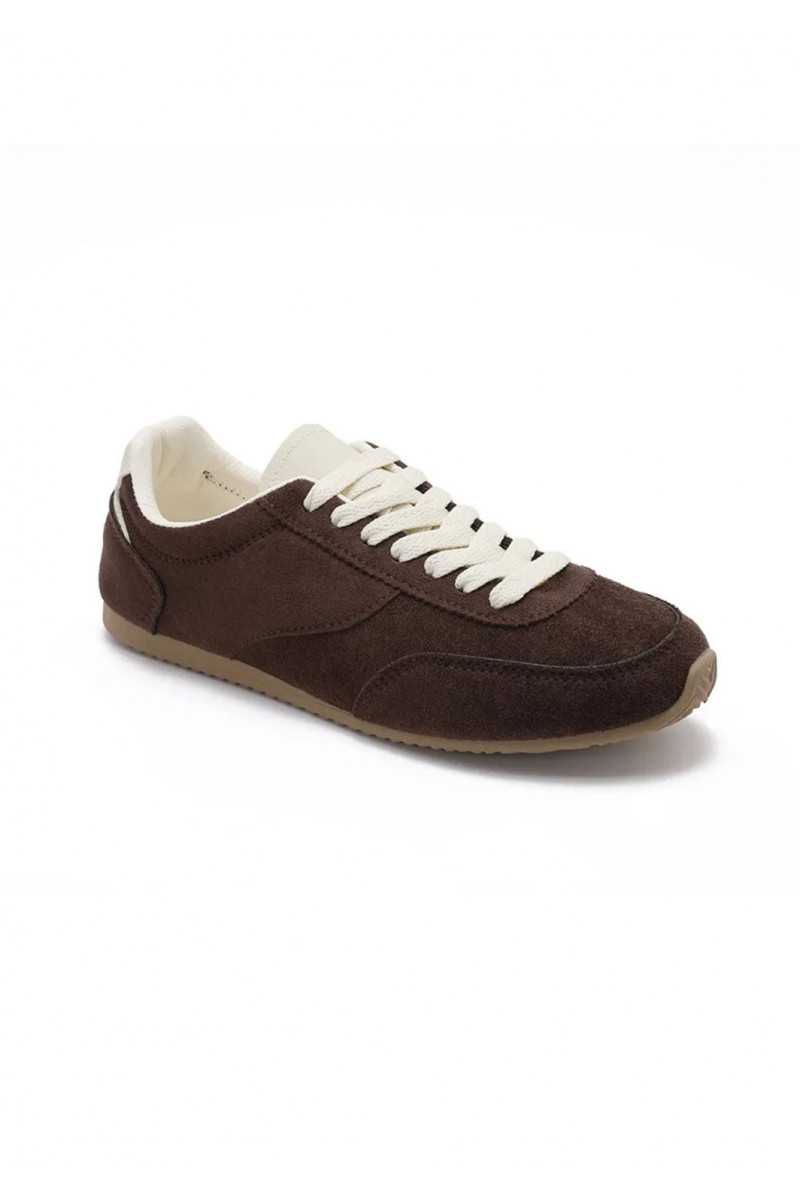baskets marron chocolat suédine basique tendance grecy look automne hiver 2025 2026