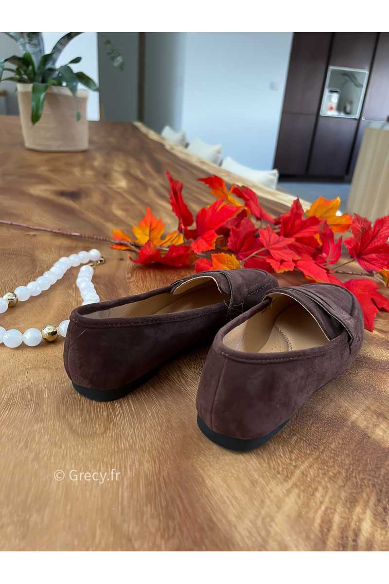 mocassins marron chocolat suédine basique tendance grecy look automne hiver 2025 2026