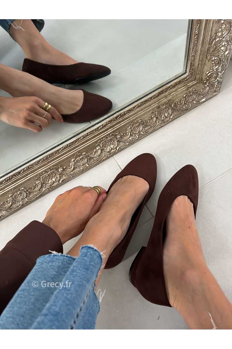 ballerines marron chocolat suédine basique tendance grecy look automne hiver 2025 2026
