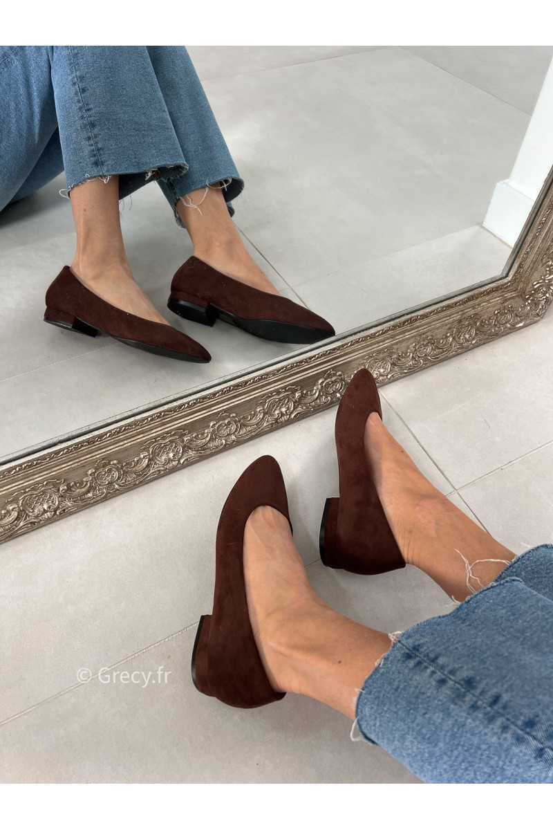 ballerines marron chocolat suédine basique tendance grecy look automne hiver 2025 2026