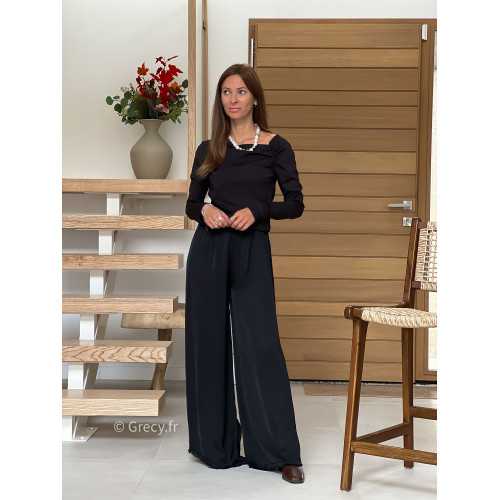 pantalon fluide soie noir basique tendance grecy look automne hiver 2025 2026