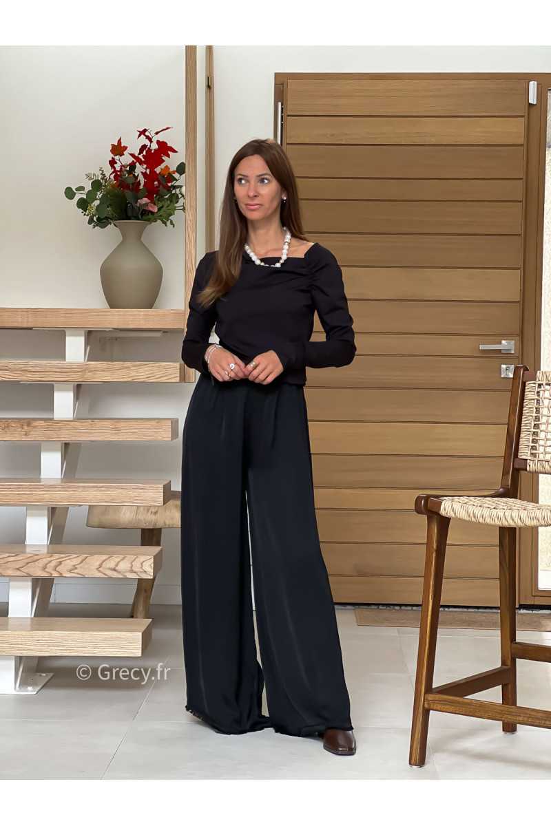 pantalon fluide soie noir basique tendance grecy look automne hiver 2025 2026