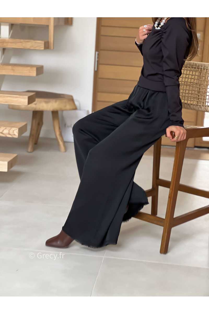 pantalon fluide soie noir basique tendance grecy look automne hiver 2025 2026