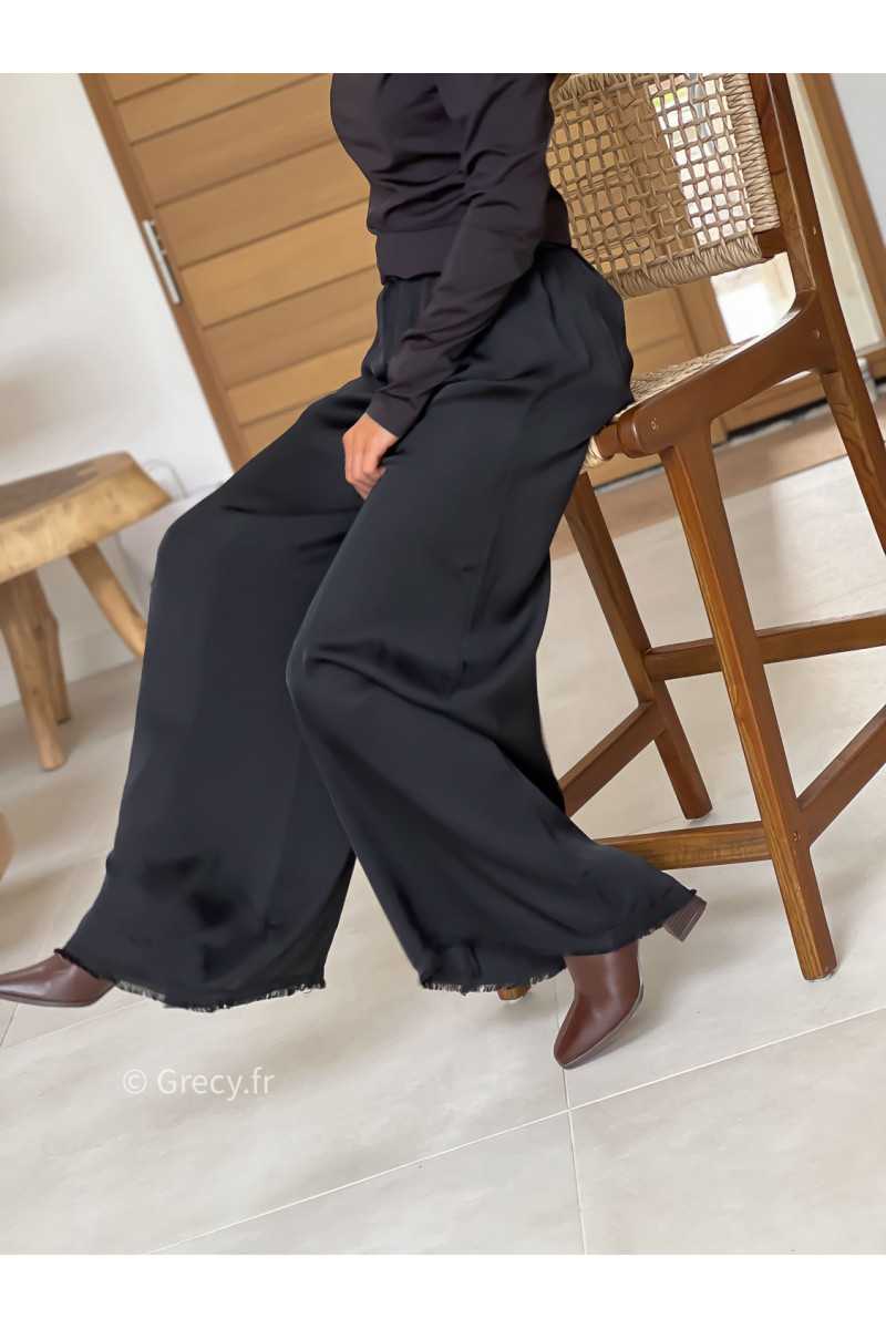 pantalon fluide soie noir basique tendance grecy look automne hiver 2025 2026
